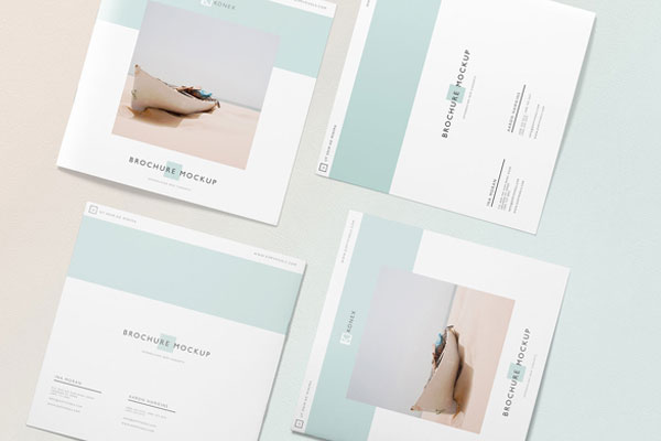 Square Brochure Mockup in Different Angles