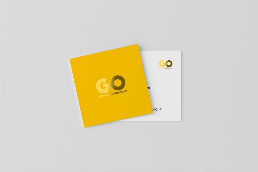 Square Business Card Mockup in 3 Different Views