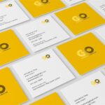 Square Business Card Mockup in 3 Different Views
