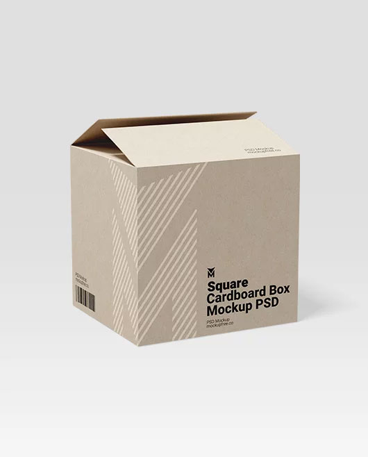 Square Cardboard Box Mockup Design