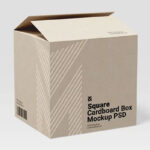 Square Cardboard Box Mockup Design