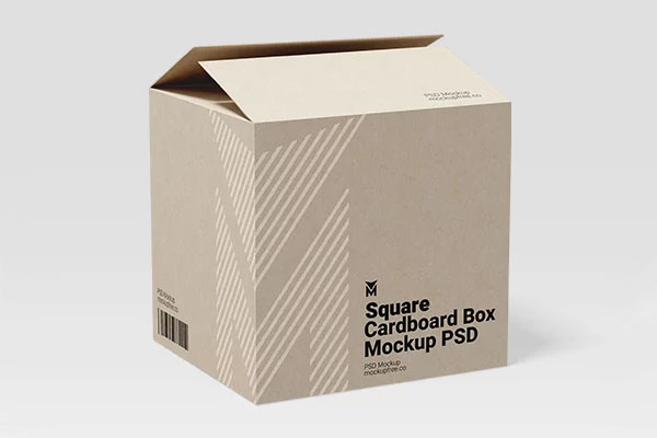Square Cardboard Box Mockup Design