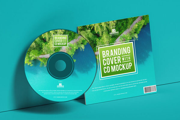 Square Cover with Floating CD Mockup