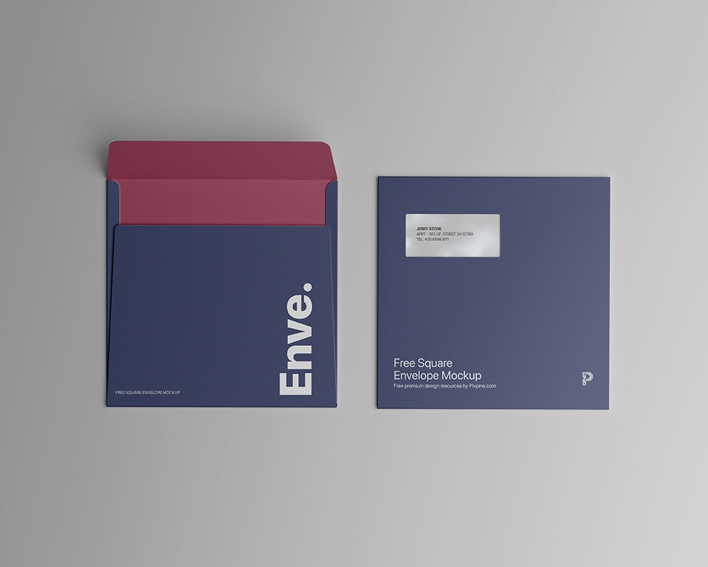 Square Envelope Mockup Featuring Front and Back Sides