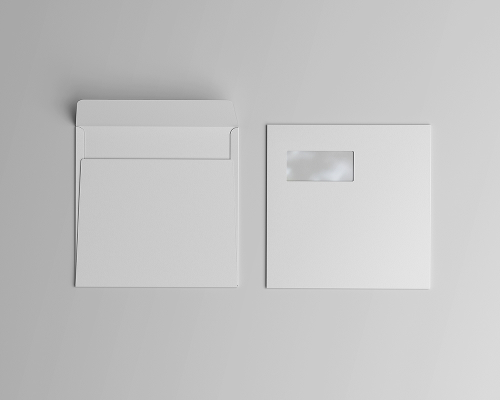 Square Envelope Mockup Featuring Front and Back Sides