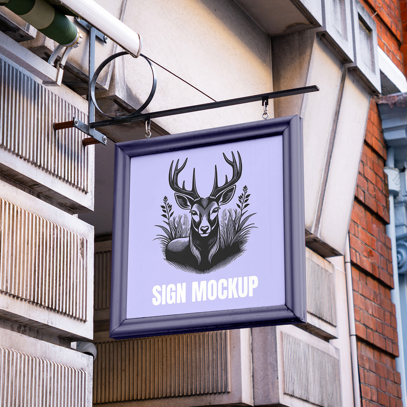 Free Square Framed Sign Mockup PSD Template