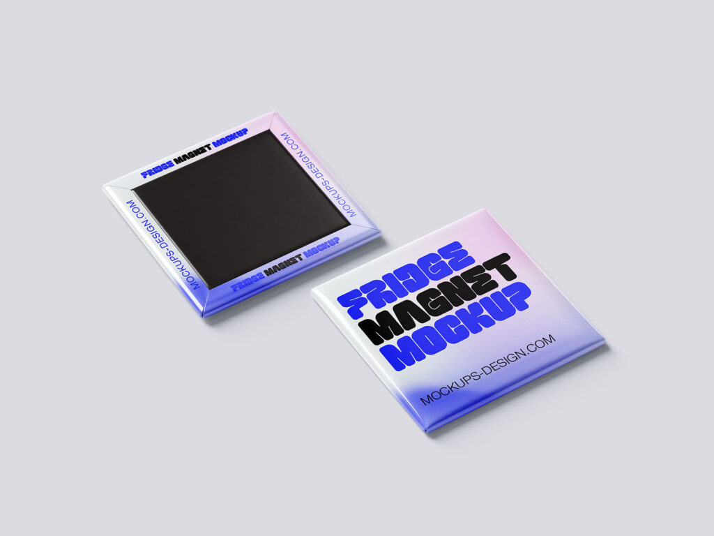Square Fridge Magnet Mockup