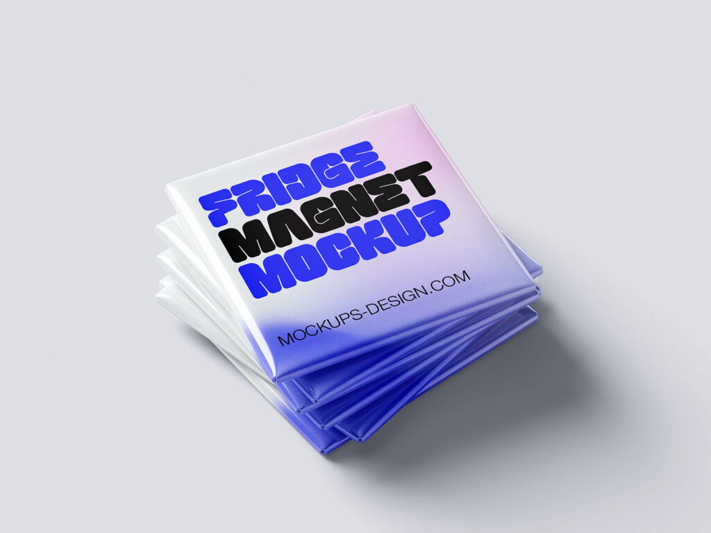 Square Fridge Magnet Mockup