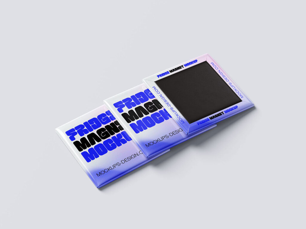 Square Fridge Magnet Mockup