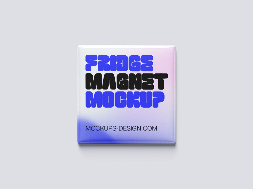 Square Fridge Magnet Mockup
