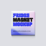 Square Fridge Magnet Mockup