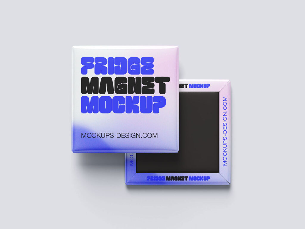 Square Fridge Magnet Mockup