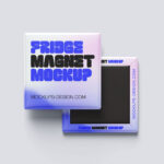 Square Fridge Magnet Mockup