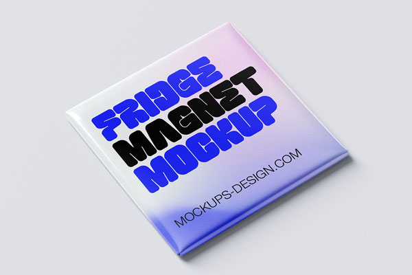 Square Fridge Magnet Mockup