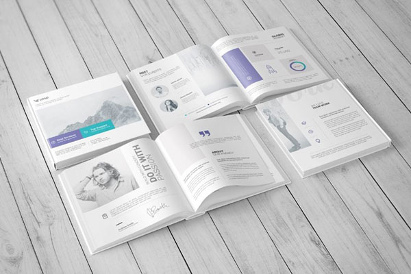 Square Hardcover Book Mockup in 3 Varied Shots