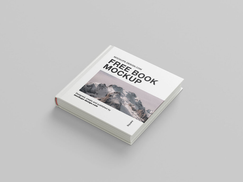 Square Hardcover Book Mockup in 6 Various Visions