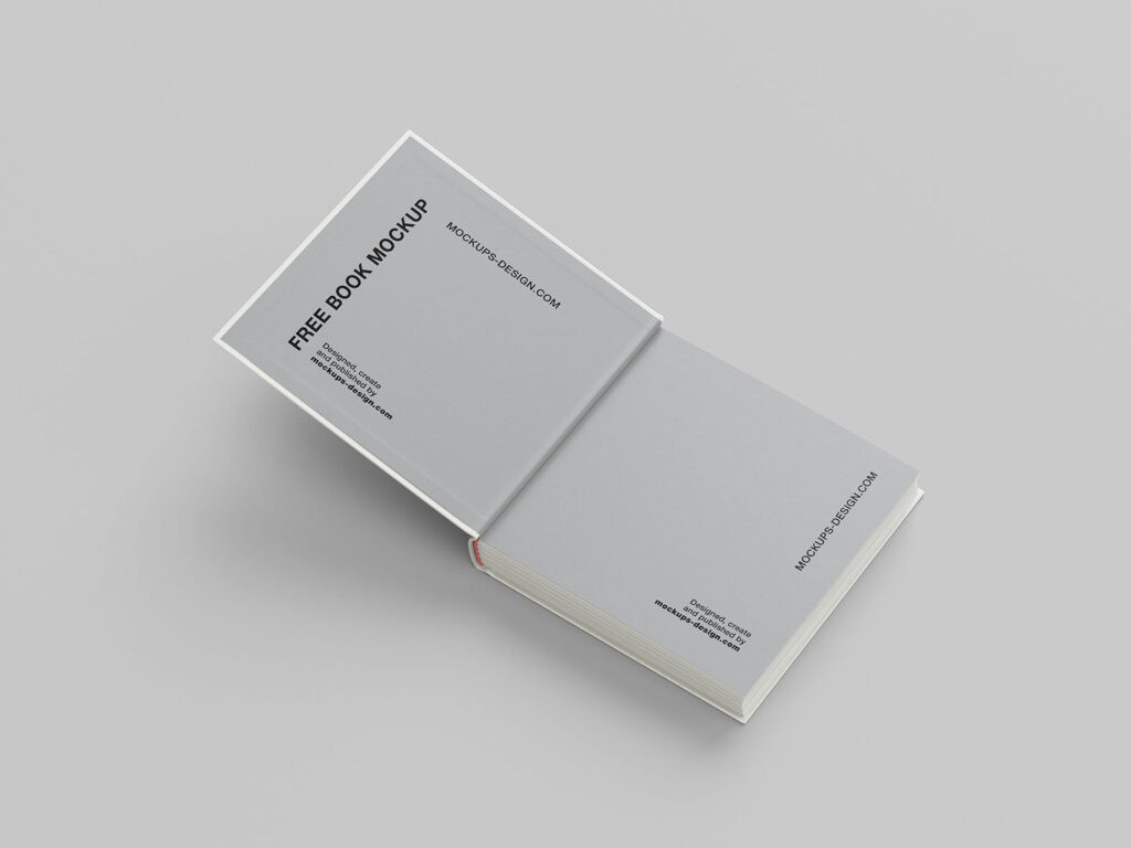 Square Hardcover Book Mockup in 6 Various Visions