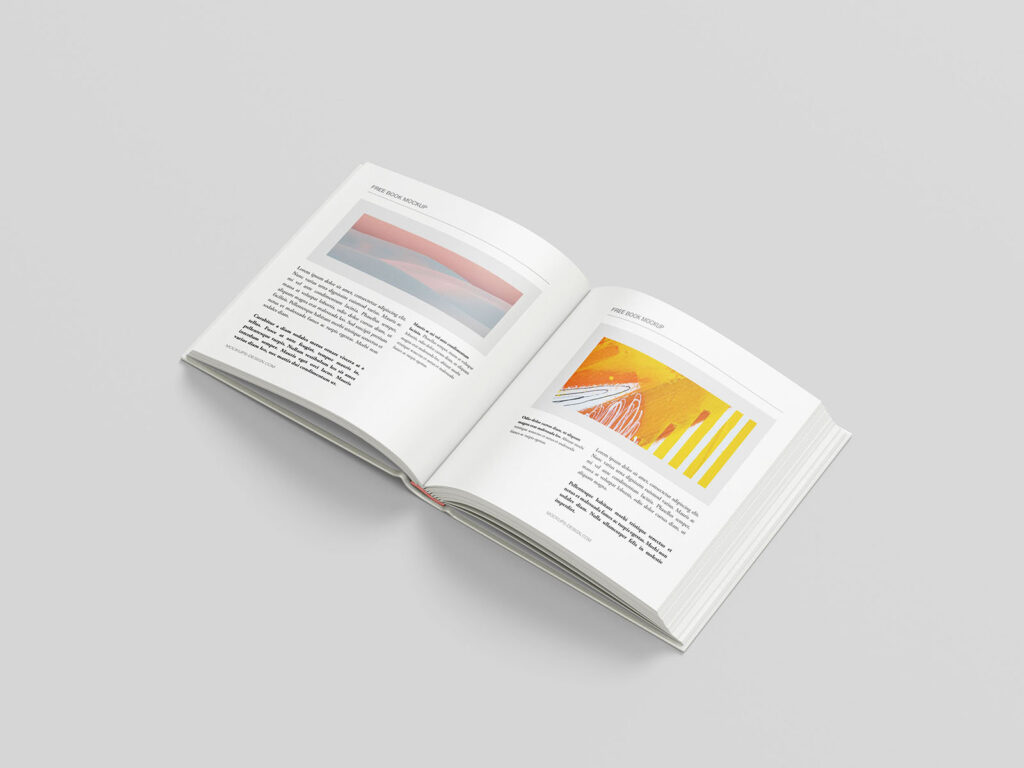 Square Hardcover Book Mockup in 6 Various Visions