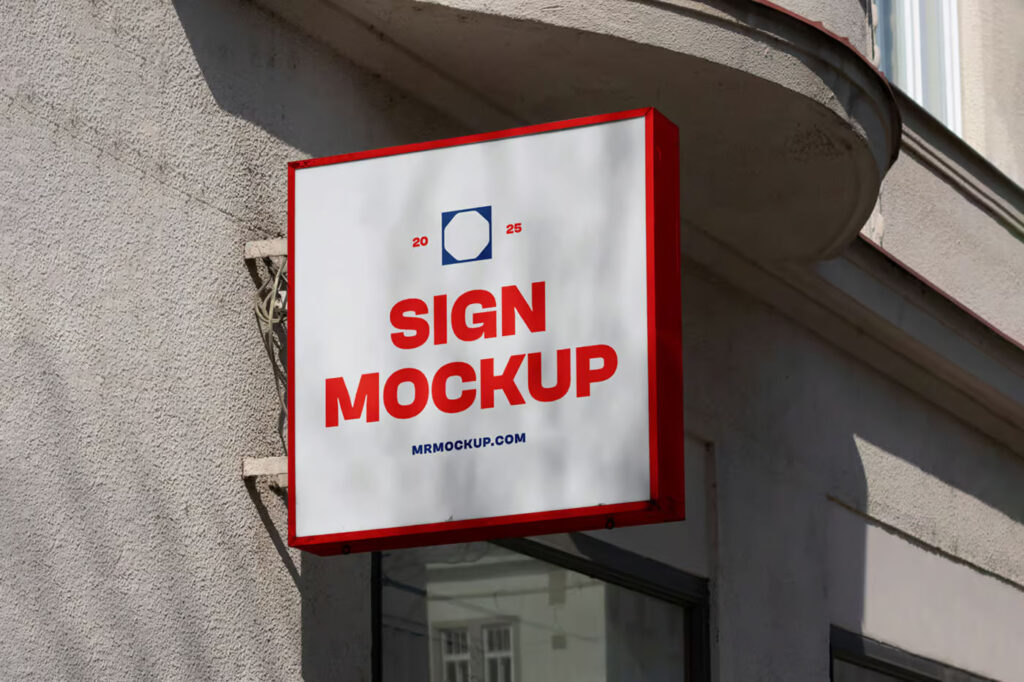 Square Mounted Street Sign Mockup