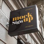 Square Outdoor Sign Mockup in Perspective View