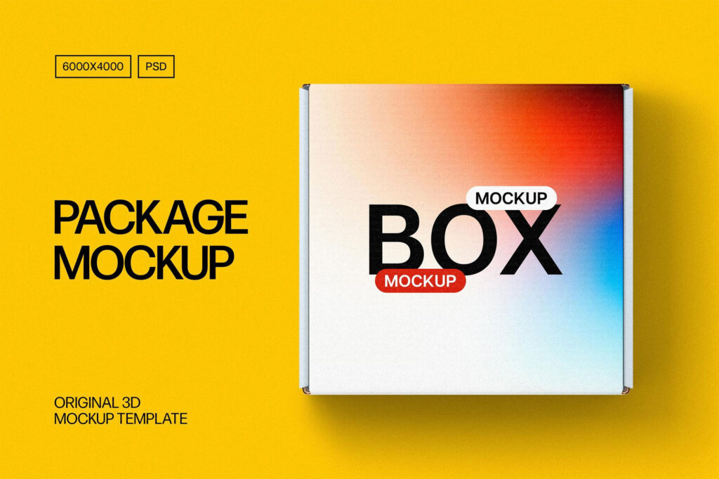 Square Package Box Mockup