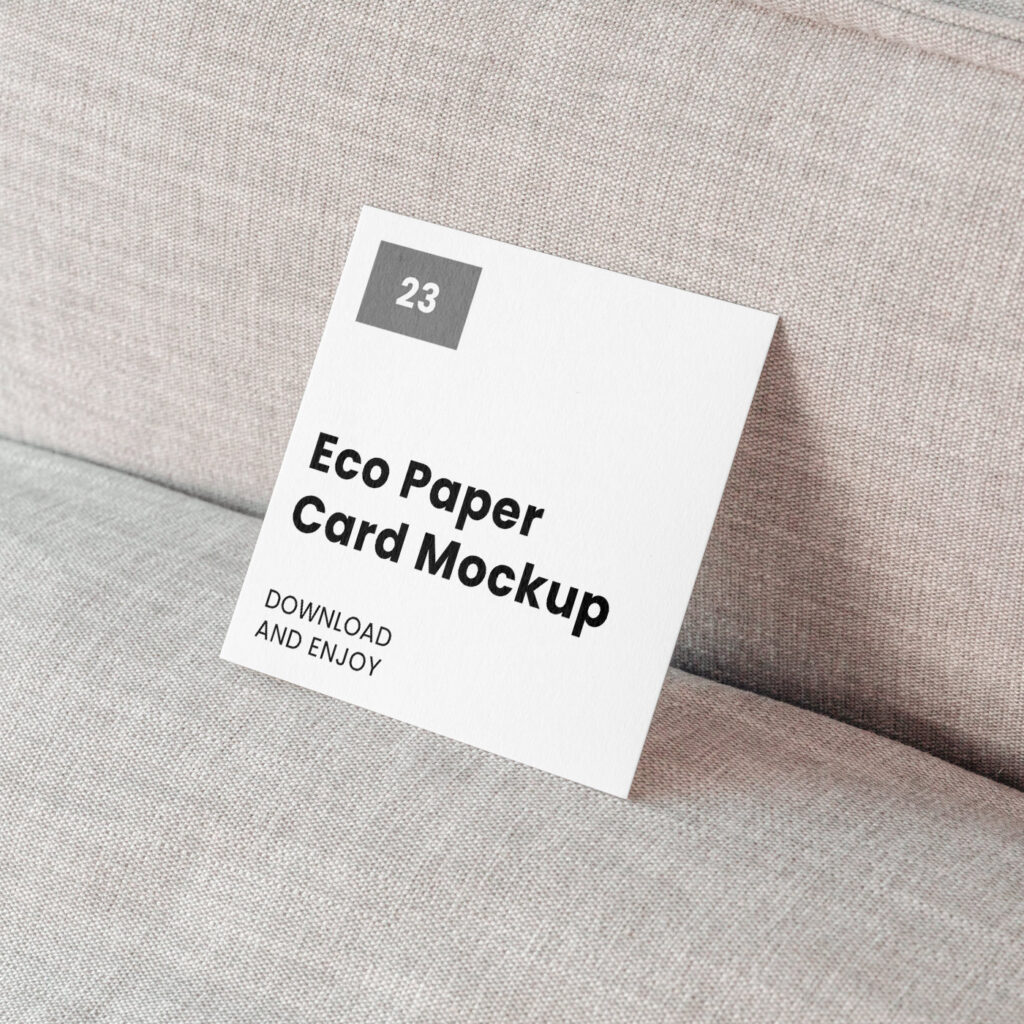Square Paper Card Mockup in Perspective Shot