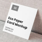 Square Paper Card Mockup in Perspective Shot
