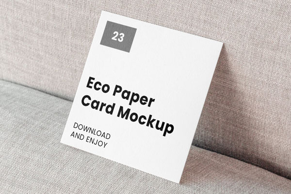 Square Paper Card Mockup in Perspective Shot