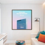 Square Poster Frame on a Wall of a Room Mockup