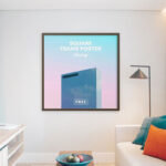 Square Poster Frame on a Wall of a Room Mockup