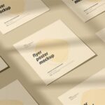 Square Poster Mockup in 4 Different Views