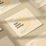 Square Poster Mockup in 4 Different Views