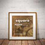 Two Square Poster with Wooden Frame Mockups