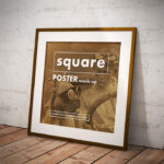 Two Square Poster with Wooden Frame Mockups