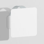 Square Shelf Wobbler Attached to the Wall in Half-Side View Mockup