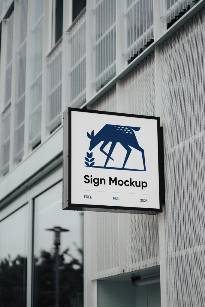 Square Sign Mockup in Perspective Vision