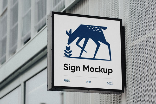 Square Sign Mockup in Perspective Vision