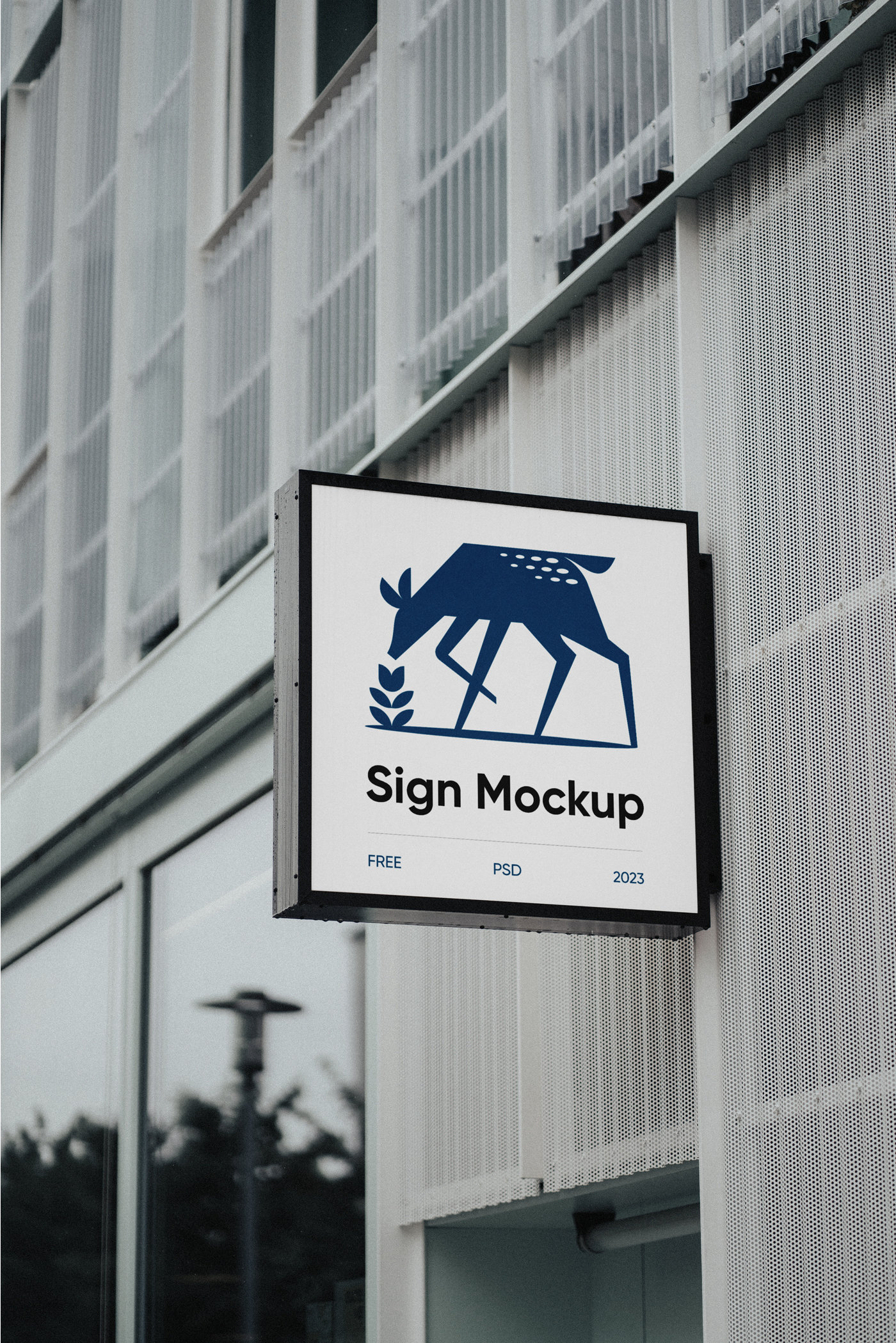Square Sign Mockup in Perspective Vision FREE PSD