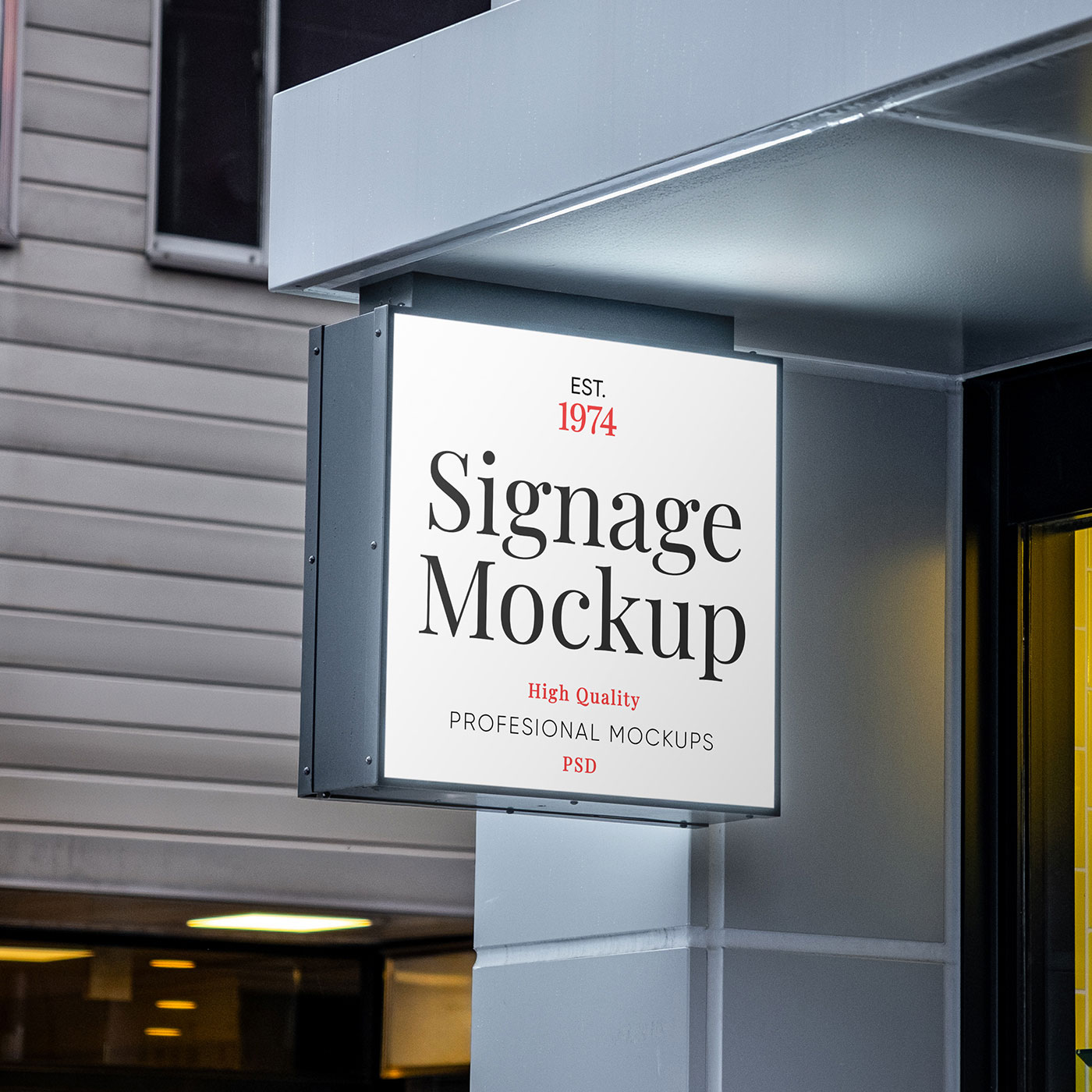 Free Square Signage Mockup PSD Template