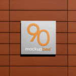 Square Signage on Wall Mockup