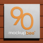 Square Signage on Wall Mockup