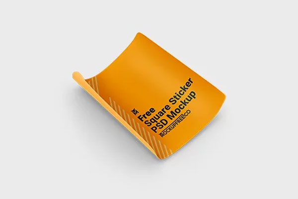 Square Sticker Mockup in 3 Sights