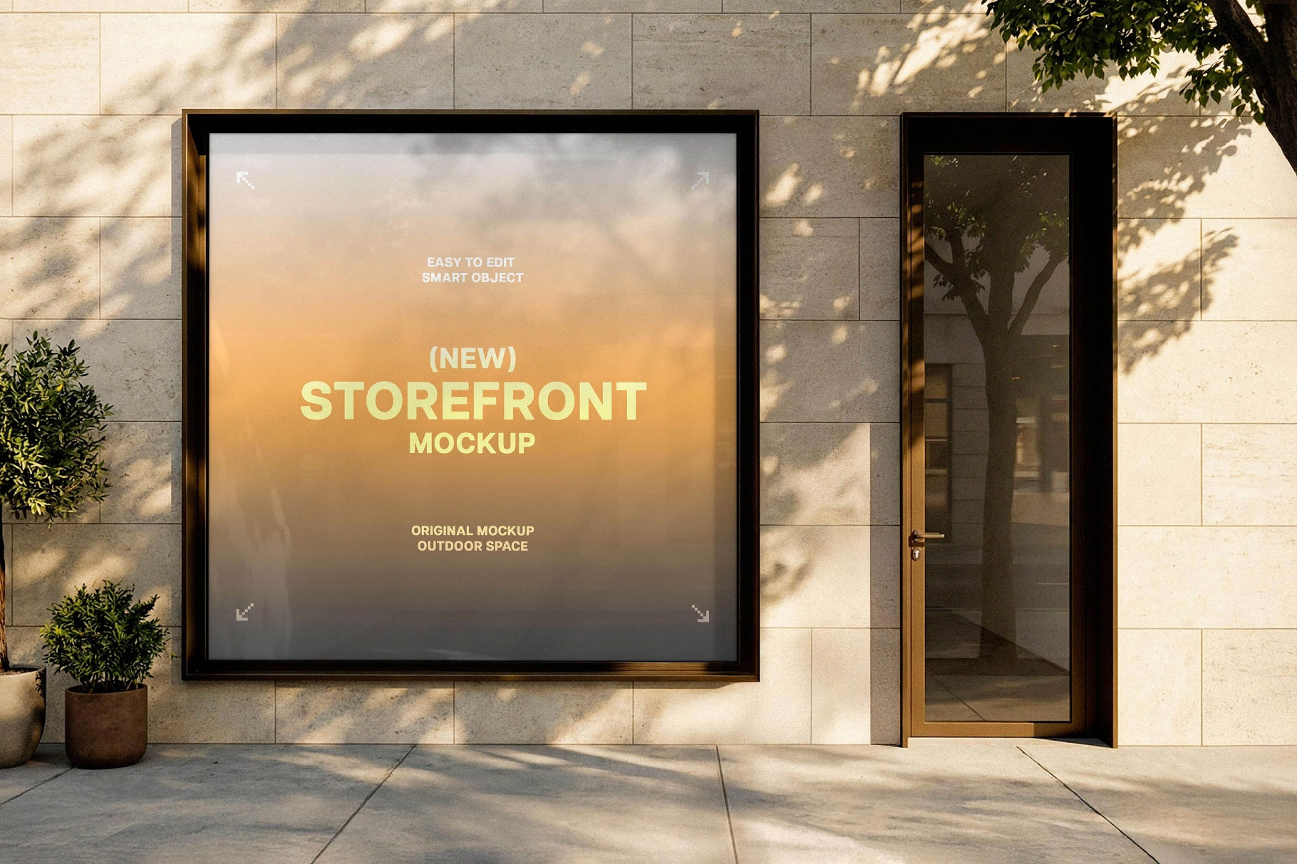Free Square Storefront Mockup PSD Template