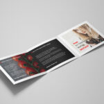 Square Trifold Leaflet with Clean Look and Plain Background Mockup