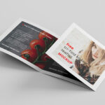 Square Trifold Leaflet with Clean Look and Plain Background Mockup
