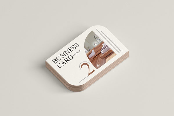 Stack of 2 Sided Rounded Business Cards Mockup