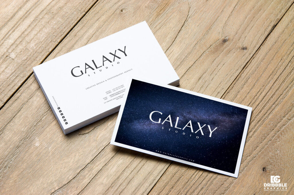 Stack of Business Cards on Wooden Floor Mockup