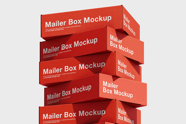 Stack of Cardboard Boxes Mockup in 6 Sights