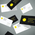 Stack of Floating Business Cards Mockup in the Air