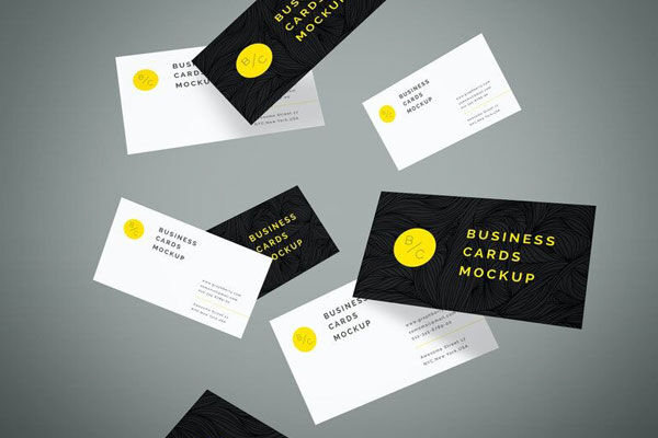 Stack of Floating Business Cards Mockup in the Air